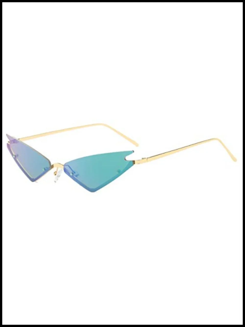 Women Small Cat Eye Sunglasses Futuristic Triangle Rimless Mirrored Lens